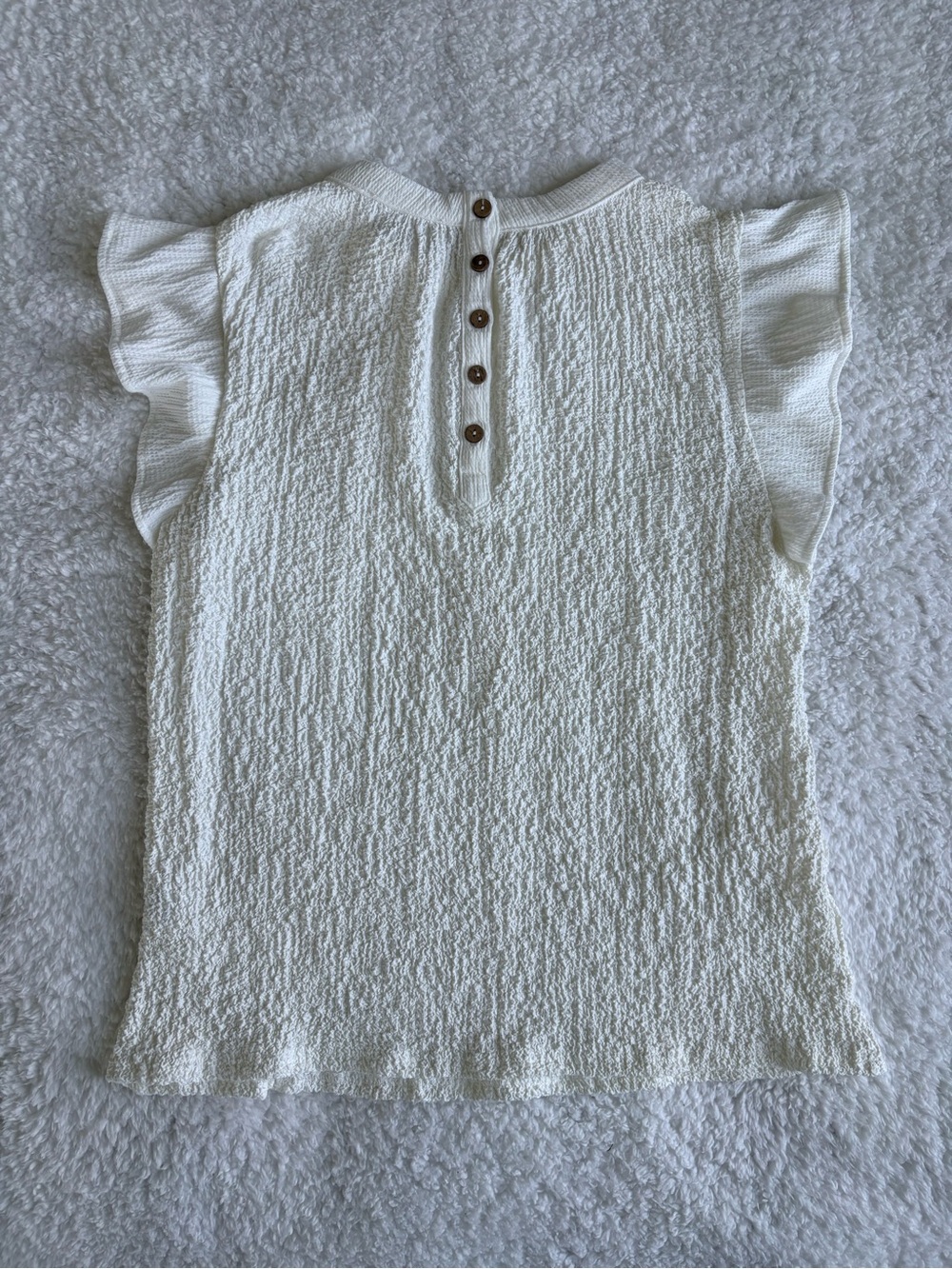 THML Gavin Textured Ruffle Sleeve Partial Button-Back Top - Size Medium - Picture 2 of 12